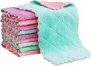 Microfiber Cleaning Cloths, 20Pcs Lint Free Cloth Double Sided Water Absorption Kitchen Cloth for Kitchen Catering Restaurant Bar