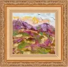 Countryside Landscape Abstract Art Framed Original Oil Painting On Canvas 4x4”
