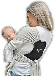 Amarsupiel Easy Porteo Baby Sling for Newborns with 3D Back Support, Comfortable and Easy to Use, Oeko-Tex Fabric, Front Carrier, Baby Sling up to 9 kg (Beige)