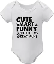 [WOOYONGING] Cute Smart & Funny Just Like My Great Aunt Newborn Outfit Boy Going Home Short Sleeve Girl Clothes Newborn White 0