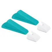 4 Pcs Door Stoppers, Door Stop Doorstop Rubber Wedge with Storage Box, Blue