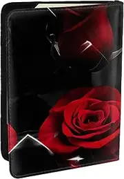 [JEJEA] Red Rose1 Print Travel Organizer Credit Cards Case Passport BookPassport Holder Cover Wallet forTraveling,, Black, One Size