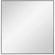 Elegant Black Square Wall Mirror 28 in Metal Thin Frame Sleek Vanity Classic
