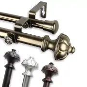 Fargo 3/4” Adjustable Drapery Double Curtain Rod 28"-170" (4 sizes, 4 colors)