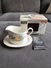 RARE NEW Corning Corelle Coordinates Abundance Gravy Boat And Under Plate 2001