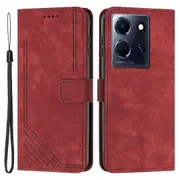 For Transsion Infinix Note 30 4G/5G Imprinted Lines Case Skin-touch Stand Wallet Phone Cover