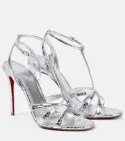 [Christian Louboutin] Christian Louboutin Tangueva 100 metallic leather sandals AU 11 silver