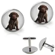 Chocolate Lab Dad Men's Cuff Links Labrador Furbaby Puppy Dog Labrador Grandpa