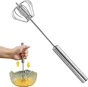 Stainless Steel Egg Beater, Semi-Automatic Hand Mixer | Semi-Automatic Whisk with Hand Push - Ergonomic and Comfortable Kitchen Helper, Portable Milk Frother for Making Cream, Mixing