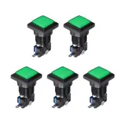 Game Push Buttons Square Push Switches Green LED Light 34x34mm/12V/5 Pcs