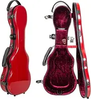 Crossrock Concert Ukulele Case, Fits Up to 24 Inches | 100% Fiberglass Hardshell with Brand Latches, TSA Lock, Accessory Compartment, and Detachable Straps-Red (CRF2030CURD)