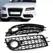Fit Audi A4 B8 S4 08-12 Black Front Bumper Fog Light Grille Honeycomb Mesh Cover