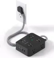 Surge Protector Power Strip 5 Ft, Ultra Thin Flat Plug Braided Extension Cord...
