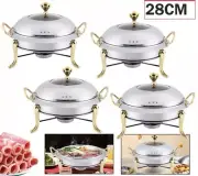 2XCommercial Chafing Dish Buffet Chafer Food Warmer Stainless Steel Pot 28cm