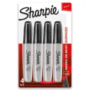 Sharpie 4-ct PERMANENT MARKERS | BLACK | BOLD CHISEL TIP | FADE-WATER-RESISTANT