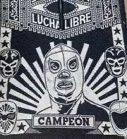 el santo blue demon mexican Negro/blanco serape lucha libre/reversible Serape