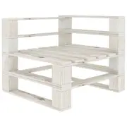 Garden Pallet Corner Sofa Wood White vidaXL