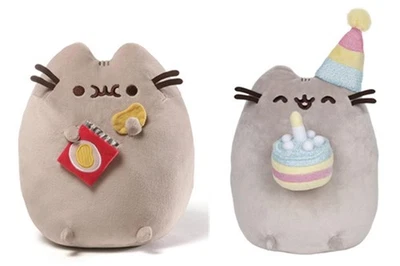 Gund Snack 9.5" Pusheen Plush Bundle, Chips and Birthday