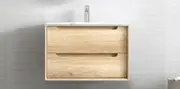 750mm Byron Natural Oak Wall Hung Vanity and Tall Boy and Shaving Cabinet