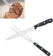 Carving Knife Set for Meat Turkey, Set of 2 Stainless Steel Carving Fork Guard and Slicer Home Gourmet BBQ Tools Cutlery Knives for Brisket Meat Roast Ham