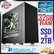 Intel Core i7 Gaming PC 32GB RAM Computer SSD + 2TB Home Office Desktop System