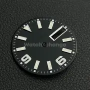 29mm Black Watch Dial Face for NH36 Movements Green Luminous