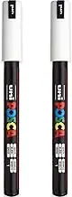 POSCA PC-1MR Paint Marker Art Pens - 0.7mm Nib - White Ink - Pack of 2