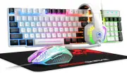 Wired Gaming Keyboard and Mouse and Mouse Pad and Gaming Headset,Rainbow LED ...
