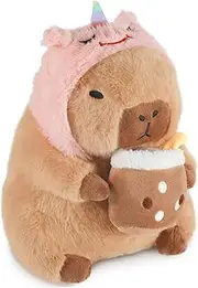 Unicorn Capybara Plush, Cute Capybara Plush Pillow Kawaii Flower Stuffed Aniamls Capybara Plushies Toys Gifts for Kids 11 inch
