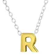Gold plated Silver Letter R Pendant Necklace