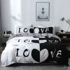 Bedding Set Black and White Bedding Set Love Letters Cover Set Modern 3pcs Home
