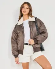 [Ava And Ever] Ava And Ever Women's Malibu Bomber Jacket in Chocolate Size 6 6 Chocolate
