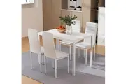 Artiss Dining Chairs and Table Dining Set 4 Chair Set Of 5 White