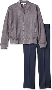 [Isaac Mizrahi] Boys' Slim Fit 2 Piece Velour Zip Up Jacket and Pant Suit Set