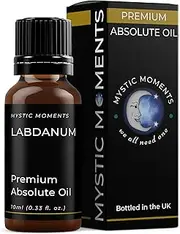 Mystic Moments | Labdanum Absolute Oil 10ml | Cistus ladanifer | Rich Sweet Resinous Aroma | Solvent Extracted | Natural Fixative for Perfumery | Very Thick Consistency | Used in Skincare & Blends