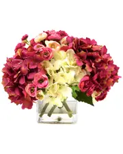 Creative Displays Fuchsia and White Hydrangea & Fuchsia Ranunculus Floral Arrangement
