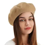 Wool Beret Hat French Beret Cap Winter Artist Painter Hat Solid One Size Camel
