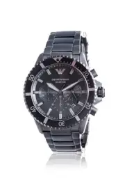 Emporio Armani Diver Black Stainless Steel Chronograph Mens Watch
