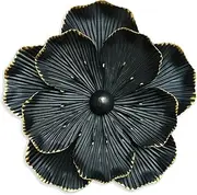 Metal Flower Wall Art Decor, 9" Rustic Modern Floral Sculpture, Distressed Iron Wall Hanging Home Decoration Accent Artworks for Indoor Kitchen Bedroom Living Office Outdoor Garden Patio (35C-Black)