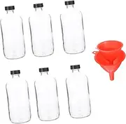 Anneome 6pcs Glass Reagent Bottles with Funnel Small Mouth Transparent Chemical Sampling Bottles for Laboratory Use Capacity Easy to Clean and Refill Sealing Performance Random Color