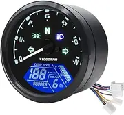 Motorcycle Digital Speedometer Tachometer Gauge DC 12V Universal Tachometer Gauge Motorcycle Gauge Motorcycle LCD Tachometer Odometer Fuel Meter Digital Gauge Universal for Motorcycle