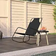 Rocking Sun Lounger - Black Chair for Lawn, Gravity Recliner Chair for Adults, Textilene Patio Lounge, Folding Camping Black Steel Chaise