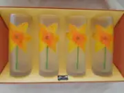 Set Of 4 Dartington Frosted Glasses Barware Hi-Ball Glasses Flower NIB
