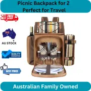 Picnic Backpack for 2 with Cooler, Wine Holder, Blanket, Cutlery Set, Perfect fo