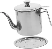 Cabilock Kitchen Oil Storage Can Stainless Steel Grease Strainer Oil Container Strainer Practical Storage Jar