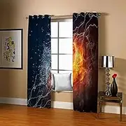 Soft Blackout Thermal Insulated Window Curtain Rugby Ball 2 x W132cm x D160cm Blackout Curtains 3D Insulated Curtain Polyester for Bedroom Children's Room Office