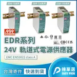 原廠 明緯 變壓器 MEANWELL MW 軌道型 電源供應器 EDR 系列 24V 75~150W 工業用 鋁軌電源