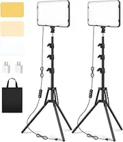 Unicucp 2 Pack LED Video Photography Lighting Kit with 2x LED Video Lights, 62.99" Tripods, Ball Heads, USB Chargers, 1x Carrying Bag, User Manual - USB - Cool, Warm