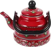 Kichvoe Enamel Tea Kettle Christmas Tea Pot, Holiday Tea Kettle Enameled Teakettle Hot Water Tea Kettle Pot Chinese Teapot 1.1L for Stovetop Small Retro Classic Design