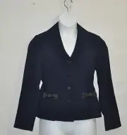 Linea by Louis Dell'Olio Crepe Jacket with Satin Trim Size S Ink